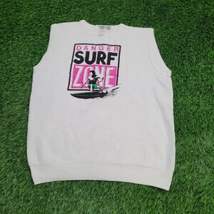 Vintage 80s Surfer Vest Sweatshirt Large 22x24 Cropped White